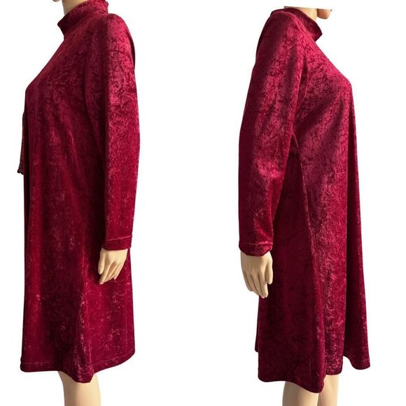 Teddi Petite Dress Womens Burgundy Red Velvet Witchcore Goth Vampire 90s Vintage - Picture 3 of 9